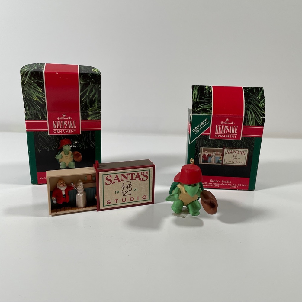 Hallmark Keepsake Ornament Santa Matchbox Memories & All-star 91 Turtle